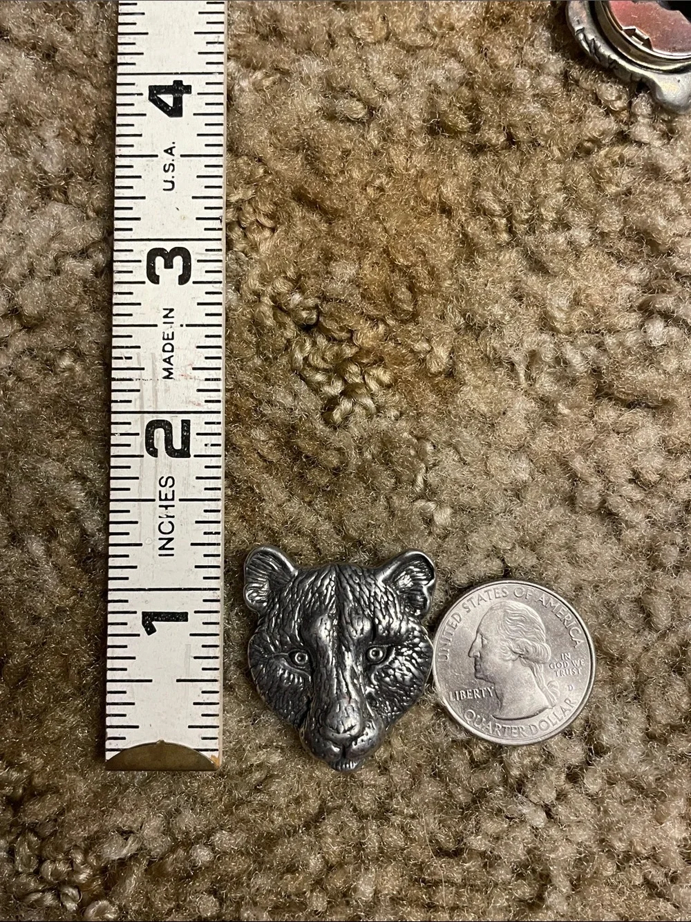 Vtg 4 Pewter Button Covers National Wildlife Federation Wild Cat Lion Couger
